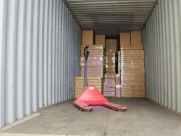 Container loading progress at one half full