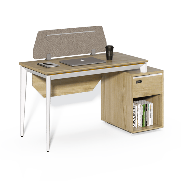MAC Single-Person Desk With Filing Cabinet And Partition