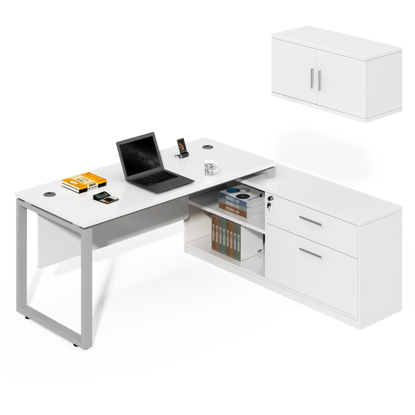 ONLY L - Shaped White Office Desk