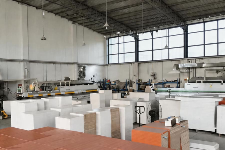 Factory atmosphere for wooden office furniture manufacturing