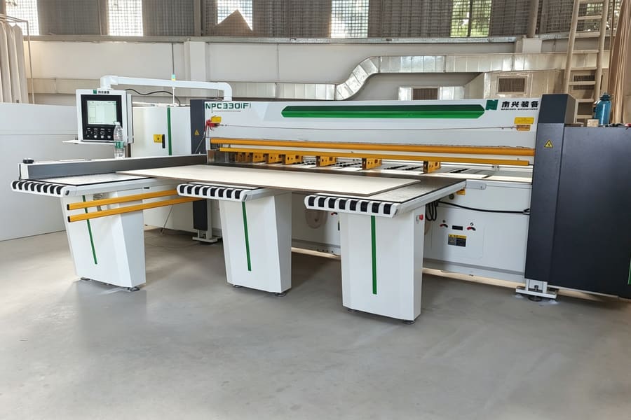 Computer-controlled panel cutting machine in the factory
