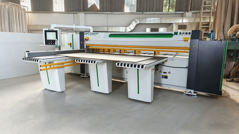 Computer-controlled panel cutting machine in the factory