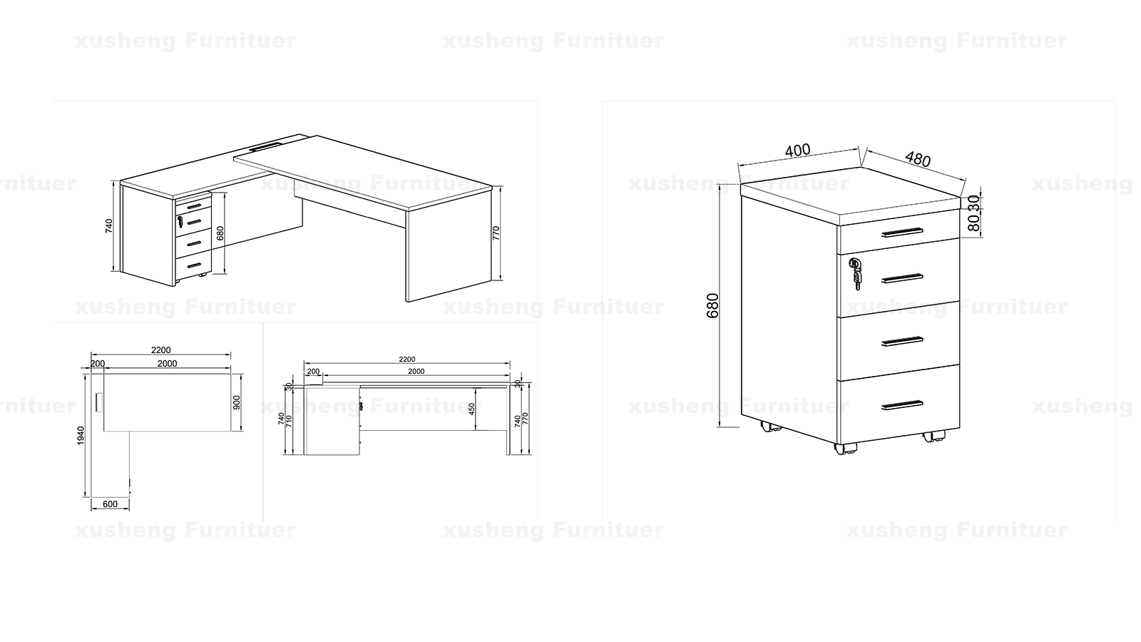Custom drawer design for mobile cabinet